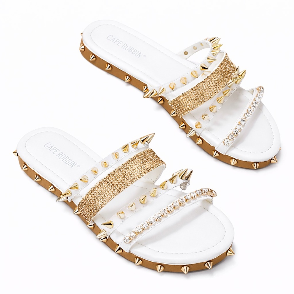 Cape Robbin Xtreme Studded White Sandals - Picture 9 of 10